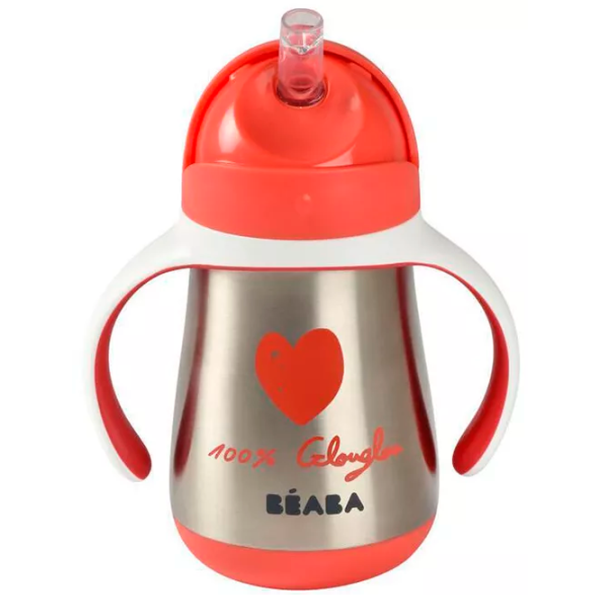 Sticluță cu pai Beaba B913523 250 ml 8 luni / Oțel inoxidabil / Red photo 3