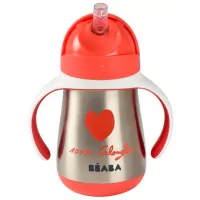 Sticluță cu pai Beaba B913523 250 ml 8 luni / Oțel inoxidabil / Red photo 3