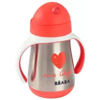 Sticluță cu pai Beaba B913523 250 ml 8 luni / Oțel inoxidabil / Red photo 4