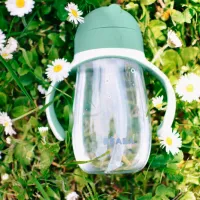 Sticluță cu pai Beaba B913533 300 ml 6 luni / Plastic / Green photo 4