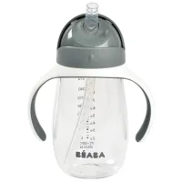 Бутылочка с соломинкой Beaba B913534 300 мл 6 месяцев / Пластик / Серый