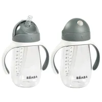 Sticluță cu pai Beaba B913534 300 ml 6 luni / Plastic / Gray photo 2