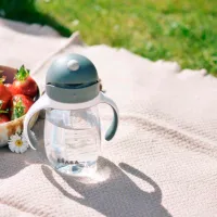 Sticluță cu pai Beaba B913534 300 ml 6 luni / Plastic / Gray photo 5