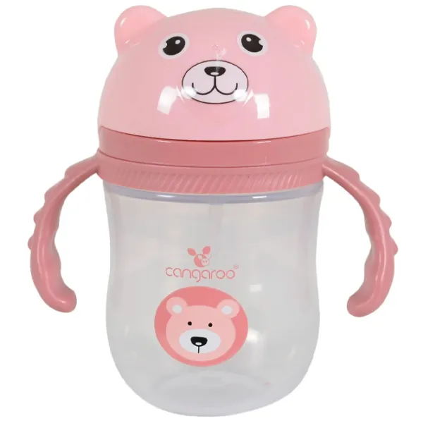 Sticluță cu pai Cangaroo C0586 240 ml 6 luni / Polipropilenă / Pink photo 1