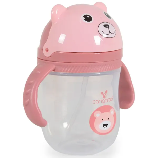 Sticluță cu pai Cangaroo C0586 240 ml 6 luni / Polipropilenă / Pink photo 2
