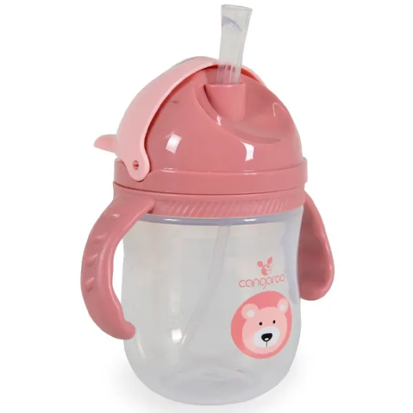 Sticluță cu pai Cangaroo C0586 240 ml 6 luni / Polipropilenă / Pink photo 3