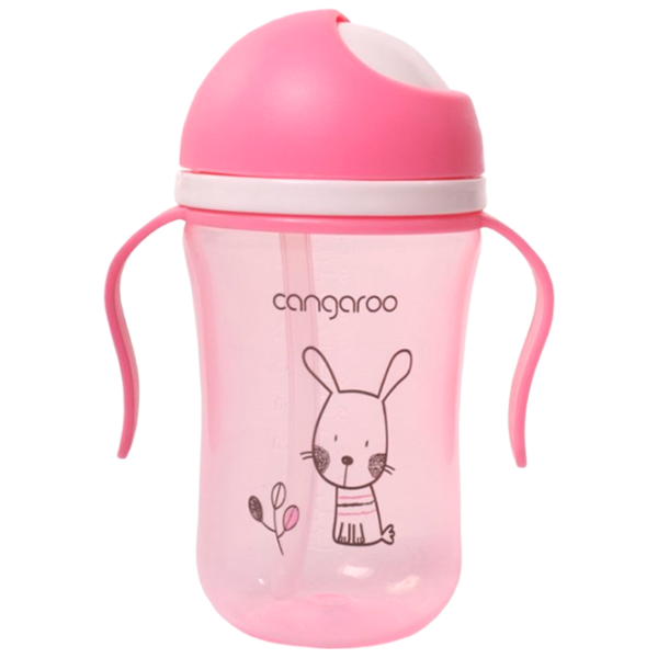 Бутылочка с соломинкой Cangaroo Bunny 300 мл 6 месяцев / Полипропилен / Розовый photo 1