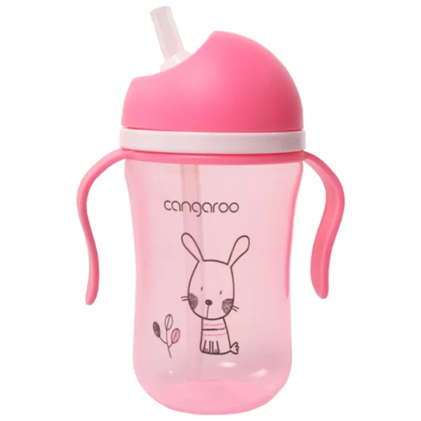 Бутылочка с соломинкой Cangaroo Bunny 300 мл 6 месяцев / Полипропилен / Розовый photo 2