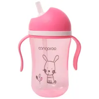 Бутылочка с соломинкой Cangaroo Bunny 300 мл 6 месяцев / Полипропилен / Розовый photo 2