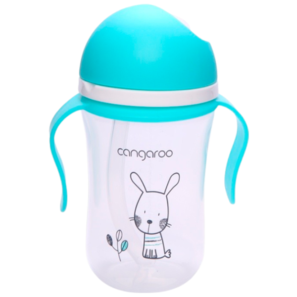 Бутылочка с соломинкой Cangaroo Bunny 300 мл 6 месяцев / Полипропилен / Синий photo 1