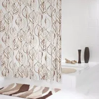 Шторка для ванной Leaves 32618 200 x 180 см / Винил / Бежевый
