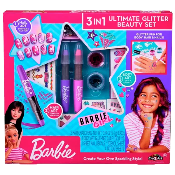 Креативный набор Cra-Z-Art Barbie Ultimate Glitter Beauty Set 3in1 884920340725 8+ / Разноцветный Розовый photo 1 Креативный набор Cra-Z-Art Barbie Ultimate Glitter Beauty Set 3in1 884920340725 8+ / Разноцветный Розовый photo 1