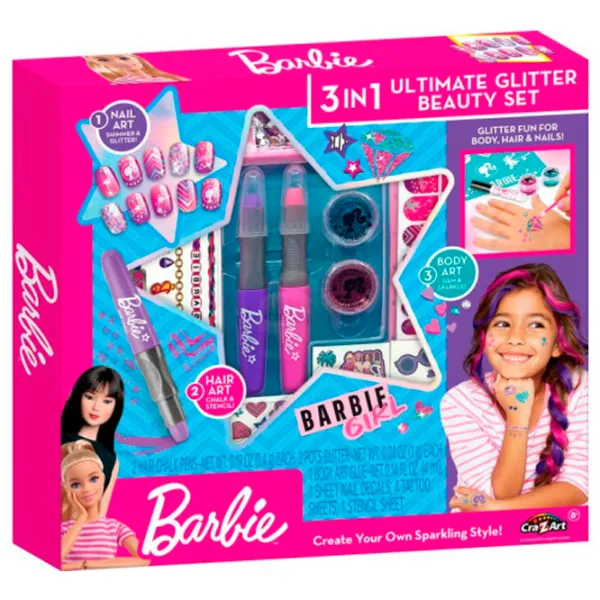 Креативный набор Cra-Z-Art Barbie Ultimate Glitter Beauty Set 3in1 884920340725 8+ / Разноцветный Розовый photo 2 Креативный набор Cra-Z-Art Barbie Ultimate Glitter Beauty Set 3in1 884920340725 8+ / Разноцветный Розовый photo 2