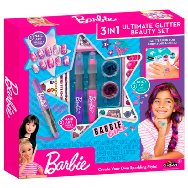 Креативный набор Cra-Z-Art Barbie Ultimate Glitter Beauty Set 3in1 884920340725 8+ / Разноцветный Розовый photo 2 Креативный набор Cra-Z-Art Barbie Ultimate Glitter Beauty Set 3in1 884920340725 8+ / Разноцветный Розовый photo 2