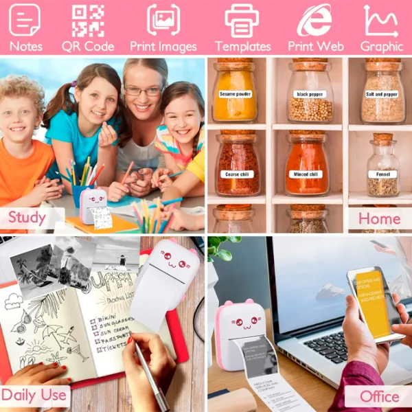 Фотопринтер Eschen Thermal Portable Mini Printer  / / Розовый photo 2