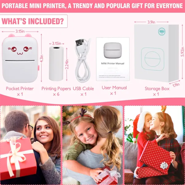 Фотопринтер Eschen Thermal Portable Mini Printer  / / Розовый photo 4