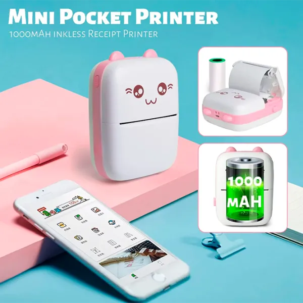 Фотопринтер Eschen Thermal Portable Mini Printer  / / Розовый photo 8