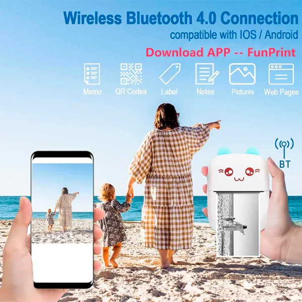 Foto imprimantă Eschen Thermal Portable Mini Printer  / / Blue photo 5