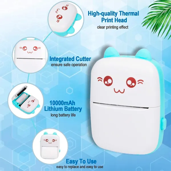 Foto imprimantă Eschen Thermal Portable Mini Printer  / / Blue photo 6