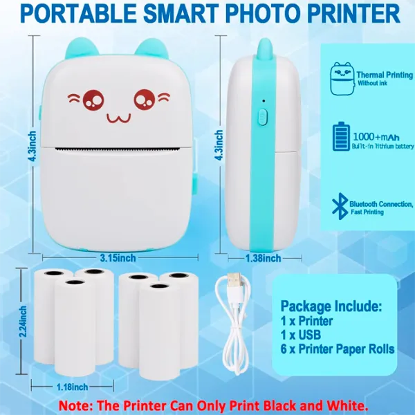 Foto imprimantă Eschen Thermal Portable Mini Printer  / / Blue photo 7