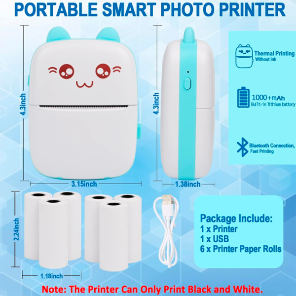 Foto imprimantă Eschen Thermal Portable Mini Printer  / / Blue photo 7