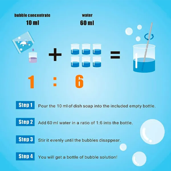 Раствор для приготовления мыльных пузырей Bubble Concentrate for Bubble Machine  3+ / Синий Прозрачный photo 2