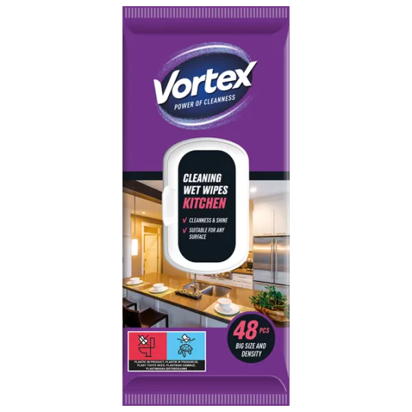 Салфетки влажные для кухни Vortex 4823071641257 Количество в наборе - 48 photo 1