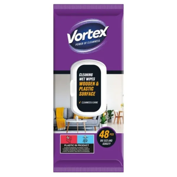 Салфетки влажные для мебели Vortex 4823071641271 Количество в наборе - 48 photo 1