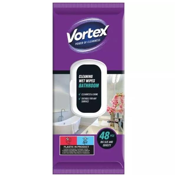 Салфетки влажные для ванной комнаты Vortex Power of Cleanness Количество в наборе - 48 photo 1