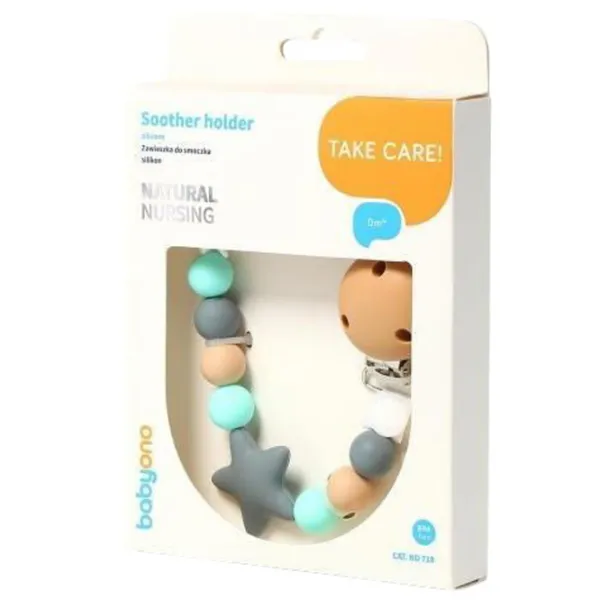 Clip pentru suzetă Universal BabyOno Natural Nursing 0719/01 Unisex / 0 luni - / Latex, silicon / Multicolor photo 3