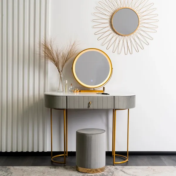 Masă de toaletă Mebel Elite Ashley Metal / Gold photo 3