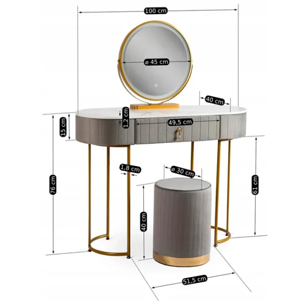 Masă de toaletă Mebel Elite Ashley Metal / Gold photo 6