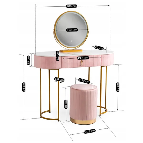 Masă de toaletă Mebel Elite Ashley Metal / Gold photo 3