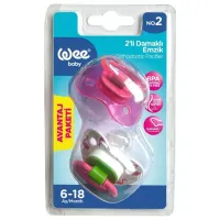 Suzetă cu tetina ortodontică WeeBaby № 2 Unisex / 6 luni - 18 luni / Silicon / Multicolor