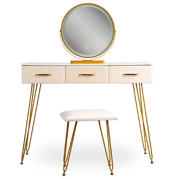Masă de toaletă Mebel Elite Sandy Metal / Gold photo 1 Masă de toaletă Mebel Elite Sandy Metal / Gold photo 1
