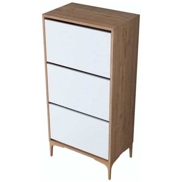 Обувной шкаф Mirage Meble EB108 125 x 60 x 37.5см /Walnut /Белый photo 1