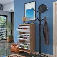 Dulap pentru încălțăminte Mirage Meble EB108 125 x 60 x 37.5 /Walnut /White photo 2