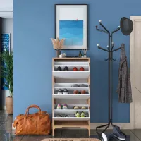 Dulap pentru încălțăminte Mirage Meble EB108 125 x 60 x 37.5 /Walnut /White photo 4