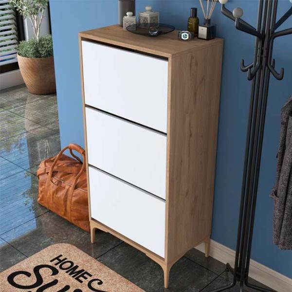 Обувной шкаф Mirage Meble EB108 125 x 60 x 37.5см /Walnut /Белый photo 5