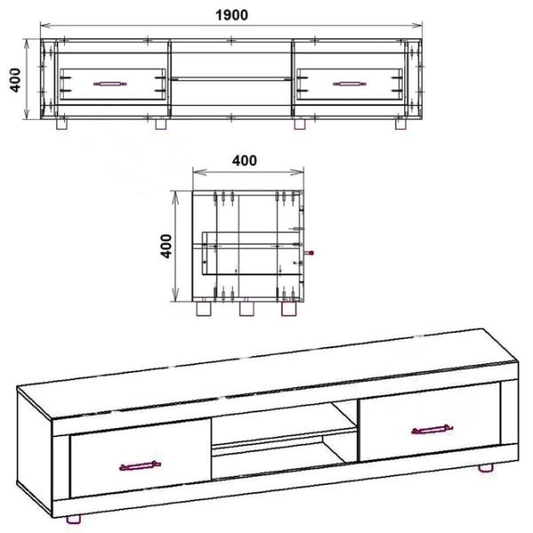 Comodă TV KompaniT MG-1 43 x 190 x 40 / PAL photo 2