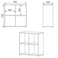Стеллаж KompaniT KS-22 73.8 x 73 x 33см cm / LPAL / White photo 2