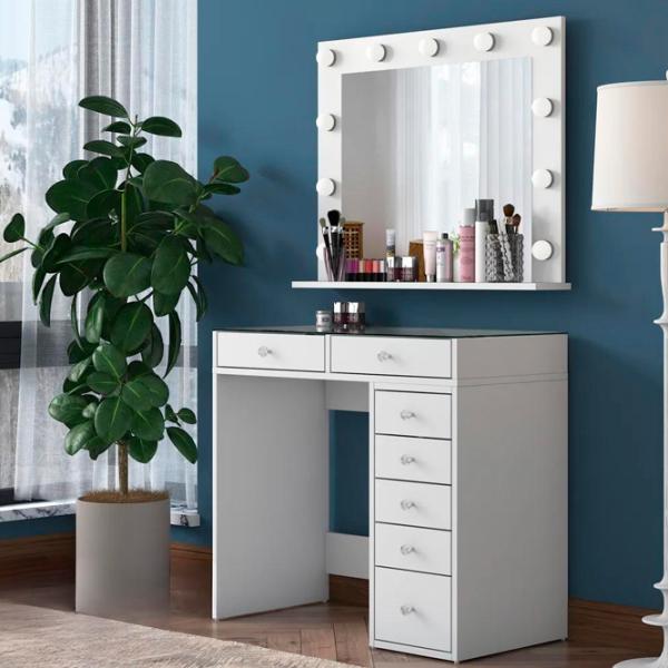 Туалетный столик Mirage Meble BJ117 ДСП меламин / White photo 2