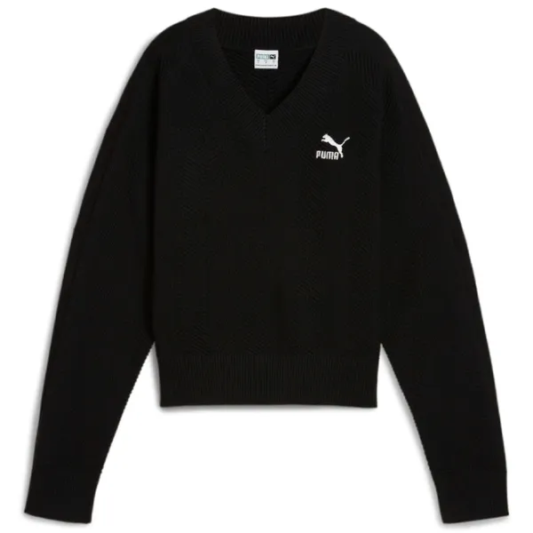 Толстовка для женщин Puma T7 Knitted V-Neck Crew Осень - Зима / Черный photo 1