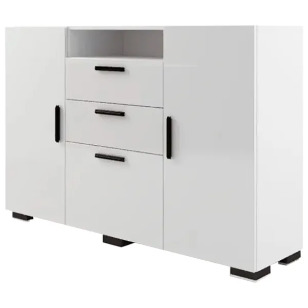 Comodă ML-Mobila York № 5  100 x 150 x 40 / LPAL / Alb photo 1