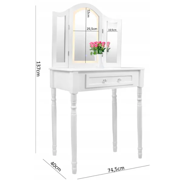 Masă de toaletă GardenLine PHO0069LED MDF / White photo 2