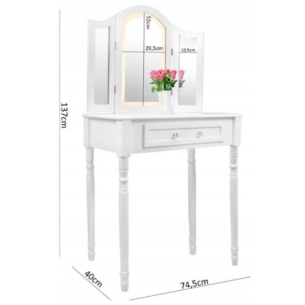 Masă de toaletă GardenLine PHO0069LED MDF / White photo 2
