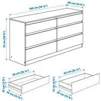 Comodă Ikea Kullen 72 x 140 x 40 / MDF / Negru-maro photo 5