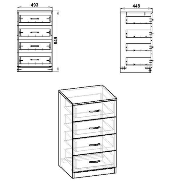 Comodă KompaniT 4А 84.9 x 49.3 x 44.8 / PAL / Stejar Sonoma photo 2 Comodă KompaniT 4А 84.9 x 49.3 x 44.8 / PAL / Stejar Sonoma photo 2