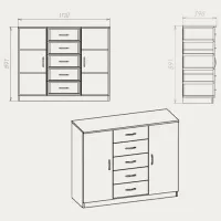 Comodă KompaniT 5+2 89.1 x 111 x 37.5 / MDF / Nimfeia Alb photo 2