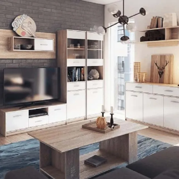 Витрина для гостиной Mobhaus Teyo 1D1W1S  ДСП / White photo 2